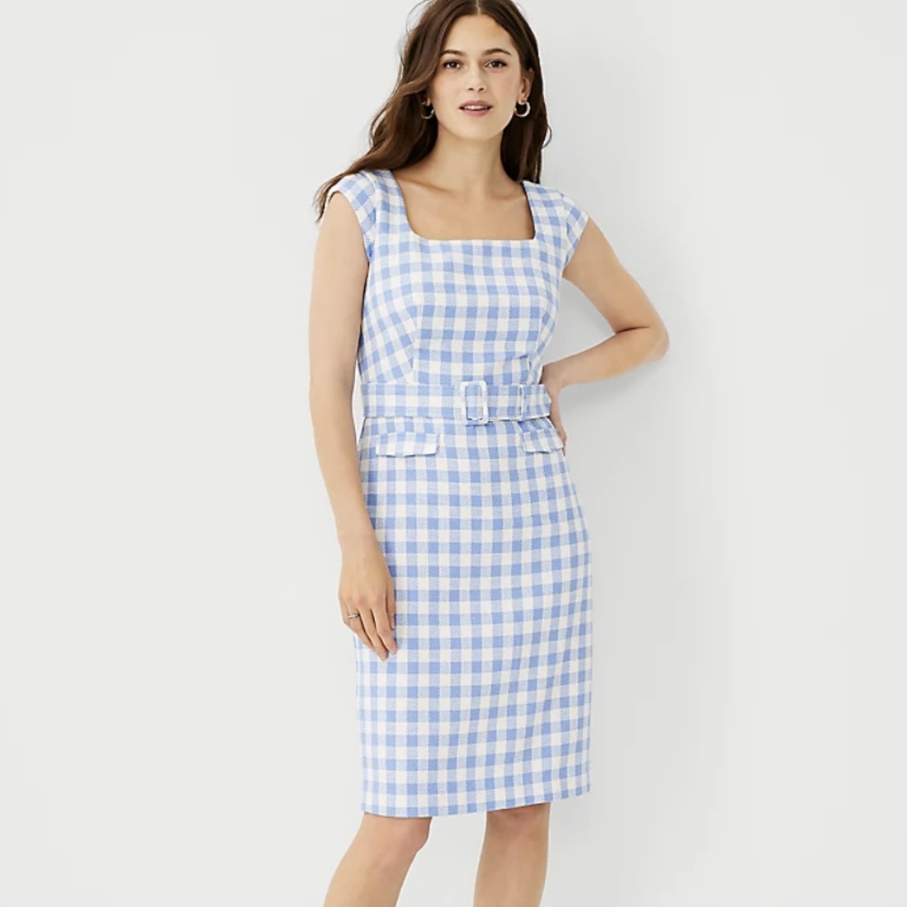 Gingham Belted Sheath Dress